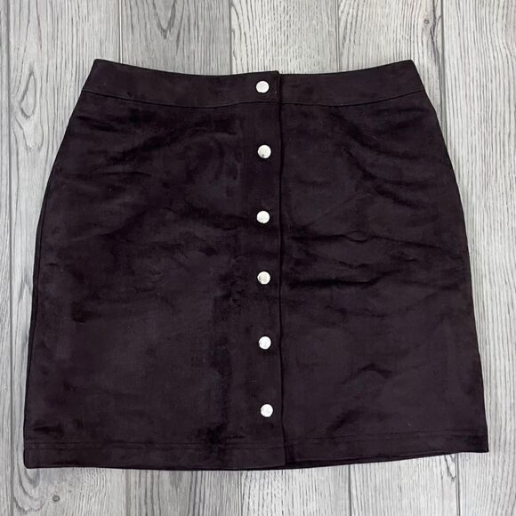 The Limited Women Size 4 Brown Faux Suede Button A Line NEW Mini Skirt Retro Y2K - Picture 1 of 8